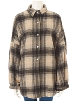チェックオーバーシャツジャケット/ベージュ