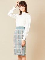 チェックニットスカート/ピンク