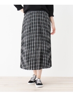 チェックロングプリーツスカート/ダークグリーン(223)