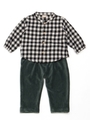 チェック長袖Ｔシャツ×パンツセット/グリーン
