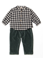 チェック長袖Ｔシャツ×パンツセット/グリーン