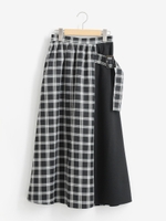 チェック柄ラップ風スカート/ブラック柄