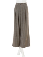 ツータックチェックワイドパンツ/ブラウン