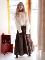 ツイルティアードロングスカート/BRN