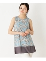 トロピカルリーフノースリーブチュニック/ライトブルー(191)
