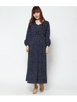 ドットロングワンピース/ネイビー(018)