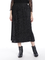 ドット切替プリーツロングスカート/クロ