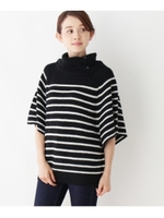 ドルマンボリュームニットプルオーバー/ネイビー×ホワイト(395)