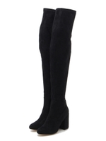 ニーハイストレッチブーツ/ブラックスエード