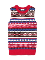 ノルディック柄ニットベスト/RED