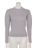 ハイネックパールラメリブニットプルオーバー/ライトグレー