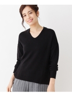 ハンドウォッシュソフトVネックニット/ブラック(019)
