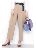 バイカラーベルトパンツ/ベージュ×ネイビーベルト(040)