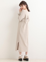 バックツイストワッフルワンピ/ベージュ