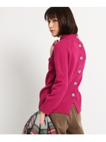 バックボタンハイネックニット/ラズベリーピンク(073)