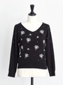 パールドット刺繍ニット/黒