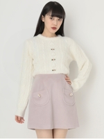 パールビジュー台形ミニSK/ベージュ