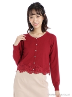 パールフラワーカーディガン/レッド