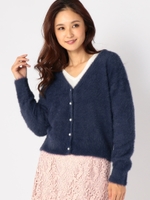 パール付シャギーカーディガン/ネイビー