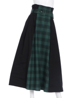 パッチワークプリーツスカート/BLK