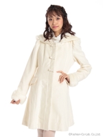 フード付フレアコート/ベージュ