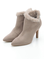 ファー×ビジューサイドカットショートブーツ/GREGE