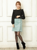 フェイクウールビジュ釦台形SK/ミントグリーン