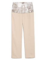 フェイクラメレザーコンビパンツ/OWHT