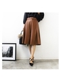 フェイクレザーフレアスカート/ブラウン