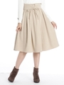 フロントレースアップミディスカート/ベージュ