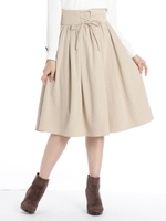 フロントレースアップミディスカート/ベージュ