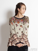 ブリティッシュホライズンプリントカットソー/ベージュ