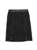 プリーツレースアップスカート/BLK