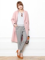 ベーシック細身チェックパンツ（ブラウン）/ブラウン