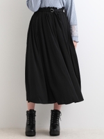 ベルト付ギャザーマキシスカート/ブラック