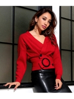 ベルト付ボタンデザインカシュク/レッド(025)