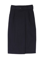 ベルト付ラップスカート/ネイビー