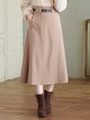 ベルト付ロングAラインスカート/モカ