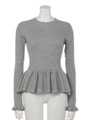 ペプラムリブラメKnit TOP/T.GRY