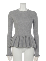 ペプラムリブラメKnit TOP/T.GRY