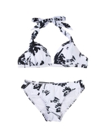 ホルターネックブラ/水着/花柄/ホワイト