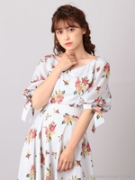 ボタニカルフラワーブラウス/ブラック