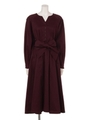 ボリュームタックスリーブワンピース/WINE