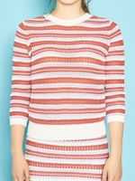 マルチボーダーニットプルオーバー/ホワイト系柄