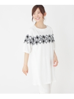 ミニ裏毛モチーフレースワンピース/ホワイト系(002)