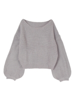 モヘアライクボリュームスリーブニット/杢グレー