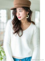 モヘア編み上げニット/White