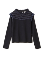 ヨークフリルレースニット/ブラック