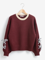 ラインリボンニット/ボルドー