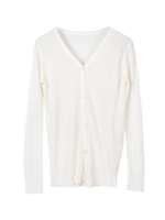 ラメVネックニットカーディガン/ホワイト